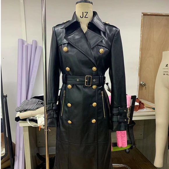 Black faux leather trench - Picture 2 of 2